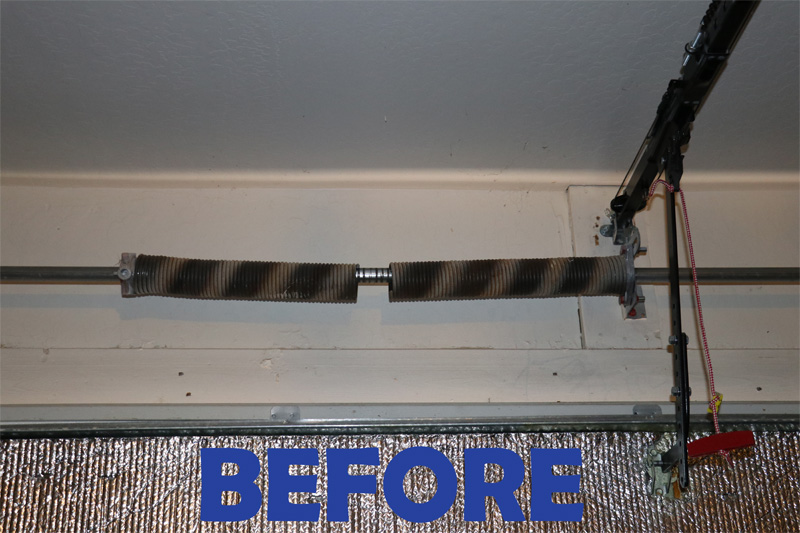 Garage Door Spring Repair Before in Bartlesville